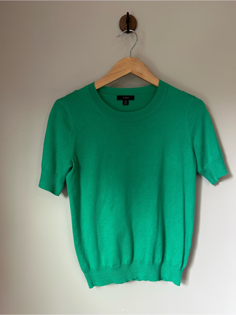 J. Crew Bright Green Short-Sleeve Crewneck Sweater